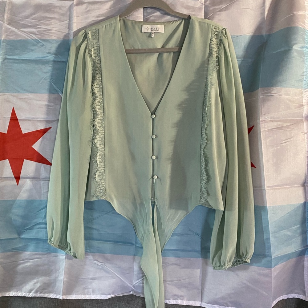 Wayf Sage Satin Blouse
